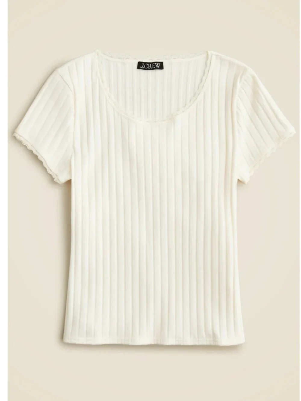 J. CREW Pointelle Short-sleeve T-shirt Ivory S $59